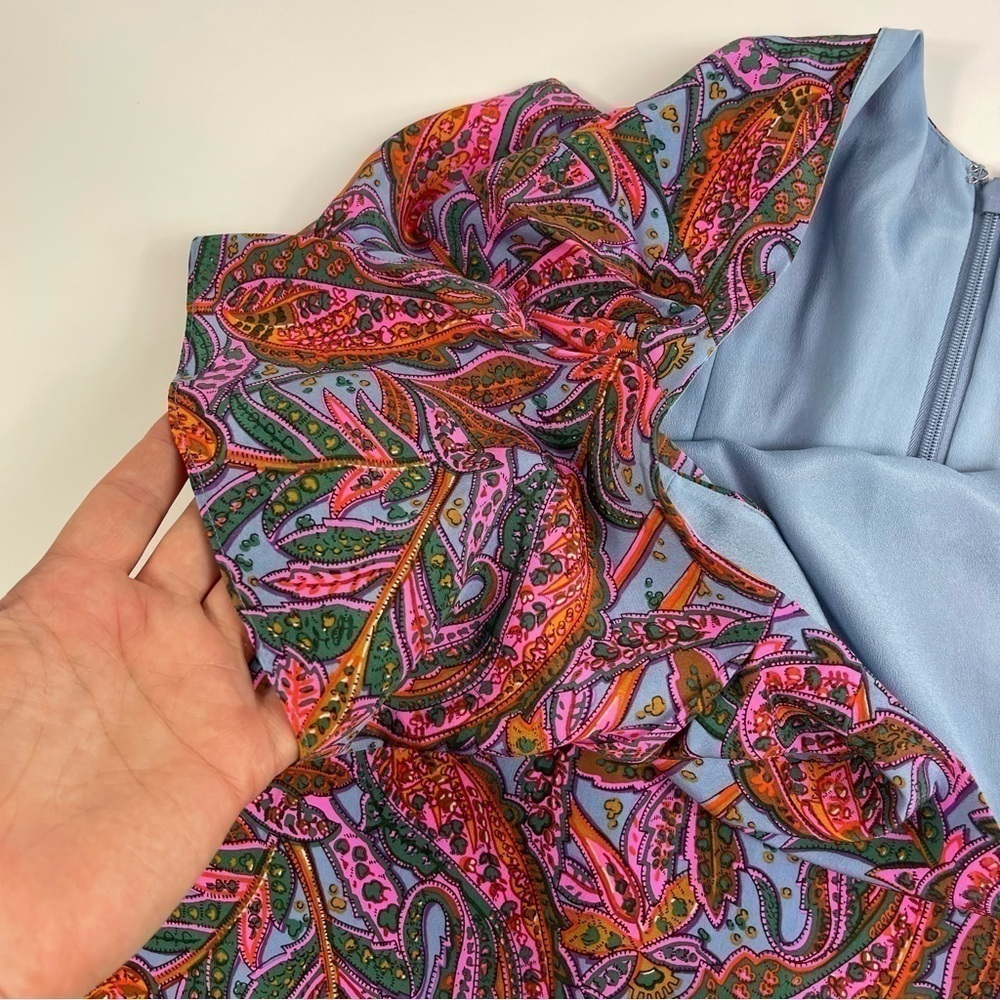 J. Crew Silk Dress Ruffle Vibrant Paisley F4349 - Picture 12 of 15